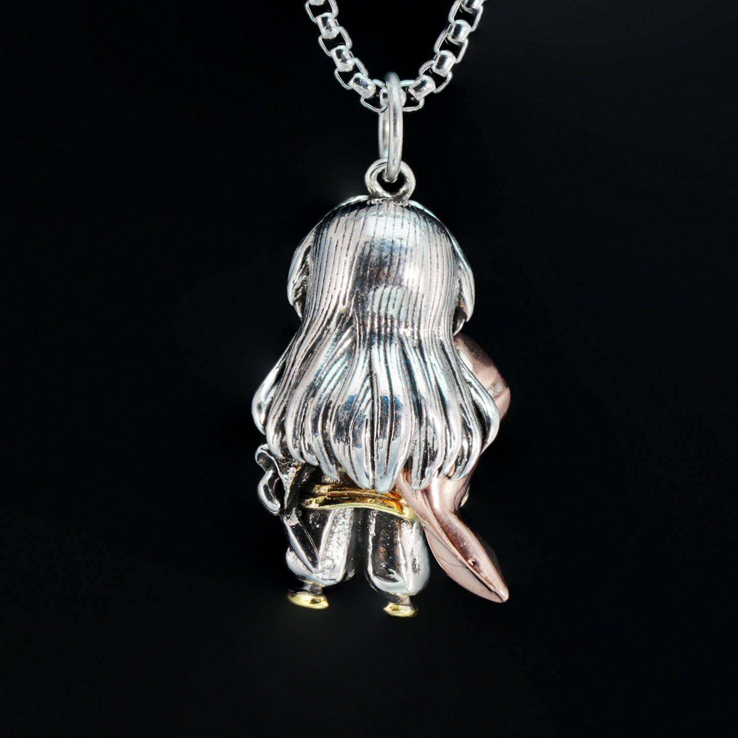Gothic Samurai Warrior Pendant, Fantasy Sword Fighter Necklace, Oriental Myth Jewelry
