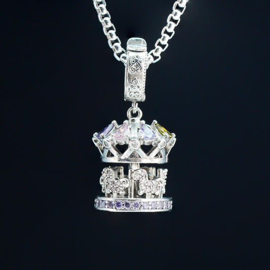 Gothic Carousel Crown Pendant, Fantasy Merry-Go-Round Necklace, Gothic Lolita Jewelry