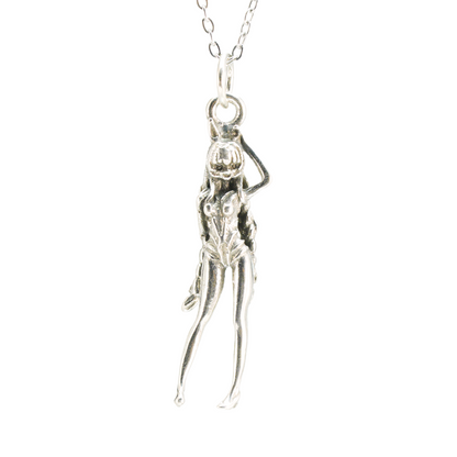 Gothic Fantasy Cat-Eared Girl Pendant, Brass Anime Jewelry