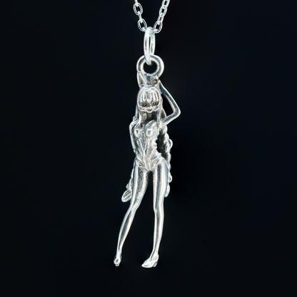 Gothic Fantasy Cat-Eared Girl Pendant, Brass Anime Jewelry