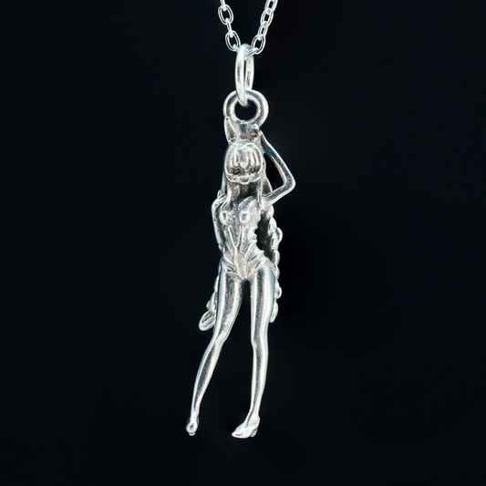 Gothic Fantasy Cat-Eared Girl Pendant, Brass Anime Jewelry