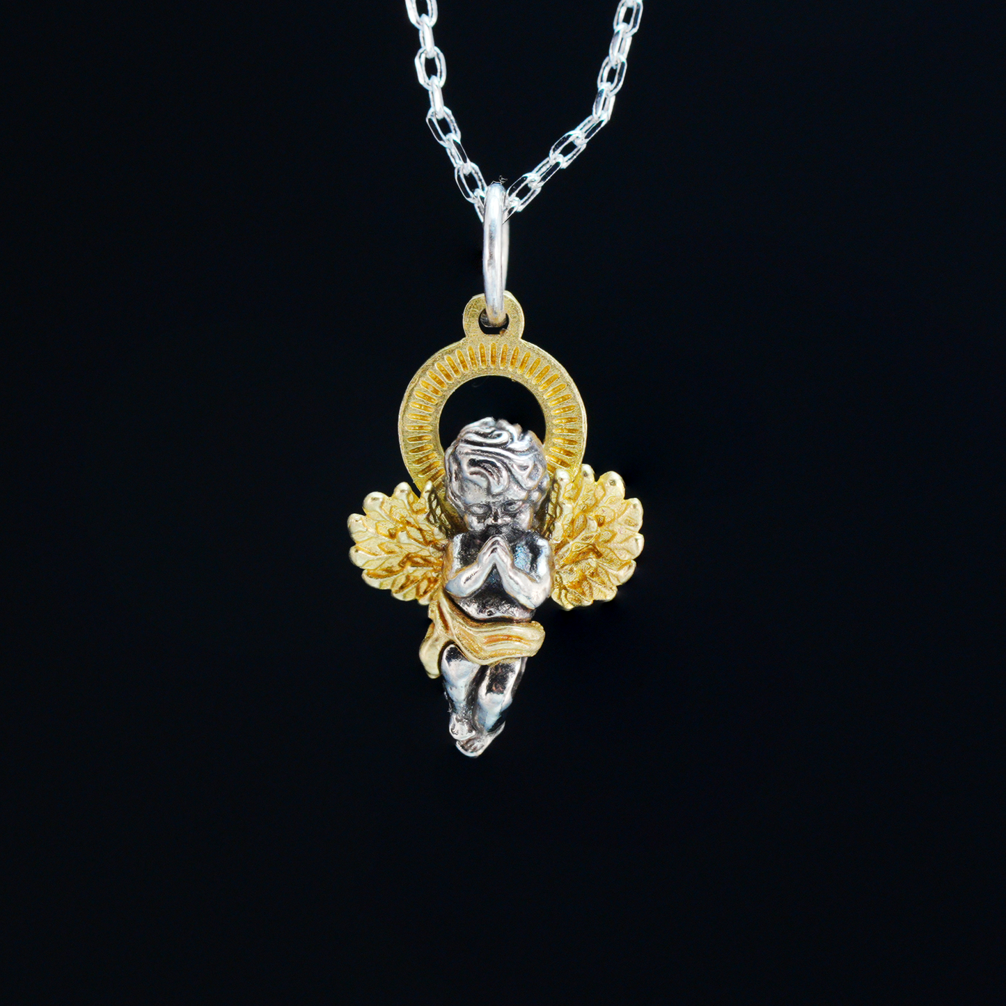 Schutzengel Anhänger, Vintage Betende Cherub Halskette, Gothic Engel Schmuck Charm