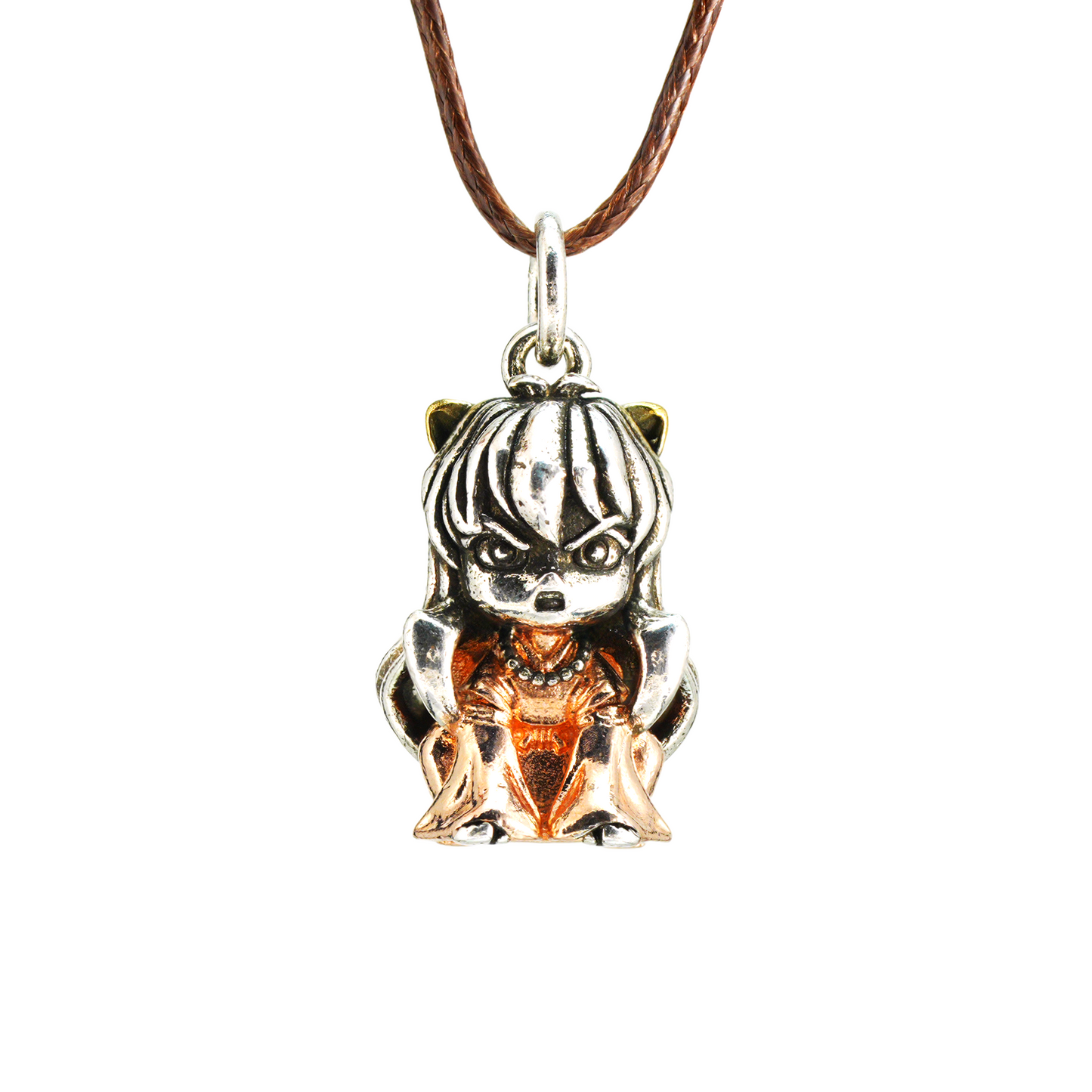 Gothic Warrior Girl Pendant, Fantasy Beast-Eared Guardian Necklace, Anime Cosplay Jewelry