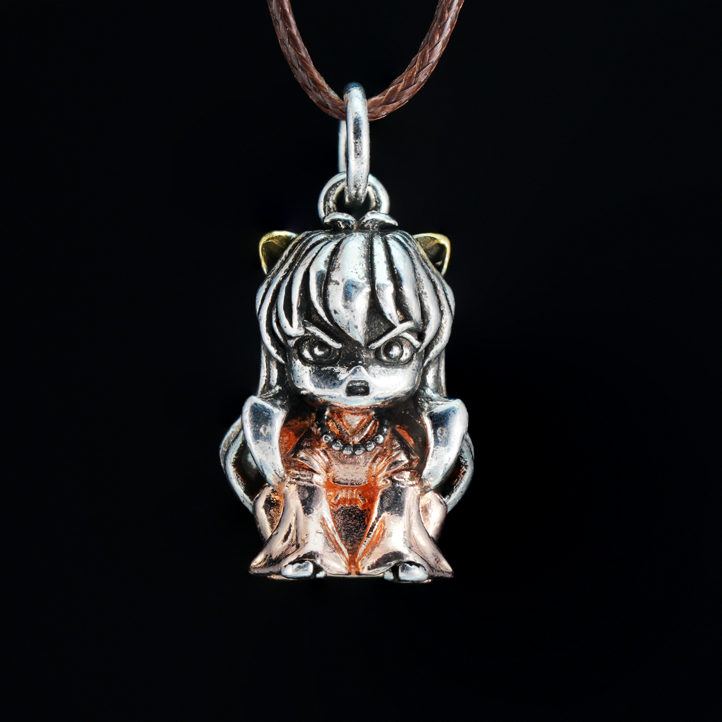 Gothic Warrior Girl Pendant, Fantasy Beast-Eared Guardian Necklace, Anime Cosplay Jewelry