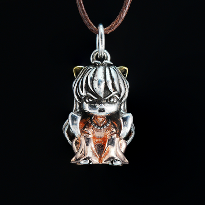Gothic Warrior Girl Pendant, Fantasy Beast-Eared Guardian Necklace, Anime Cosplay Jewelry