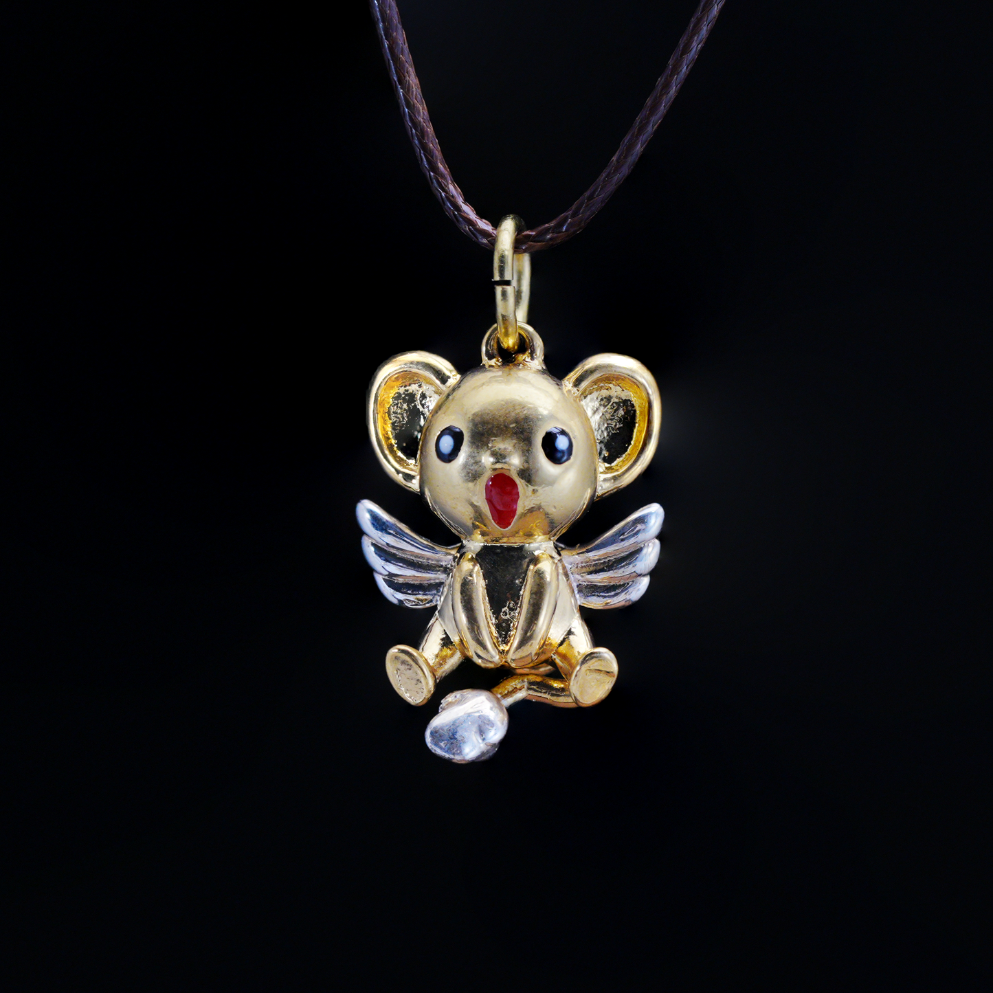Kawaii Flying Squirrel Pendant, Fantasy Winged Animal Charm, Cute Magic Creature Jewelry