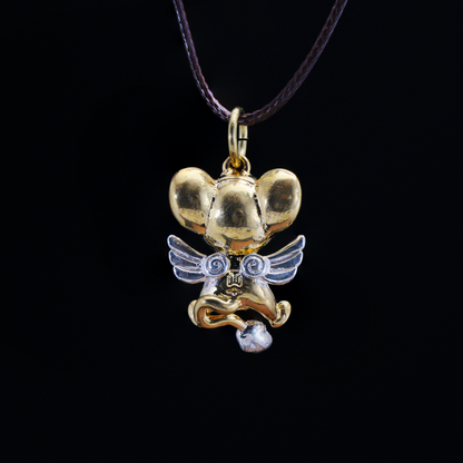 Kawaii Flying Squirrel Pendant, Fantasy Winged Animal Charm, Cute Magic Creature Jewelry