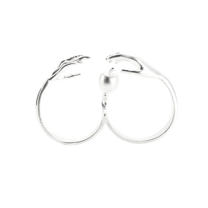 Künstlerischer Handdesign-Apfelring, verstellbar, Kupferlegierung, Paar-Geschenkschmuck