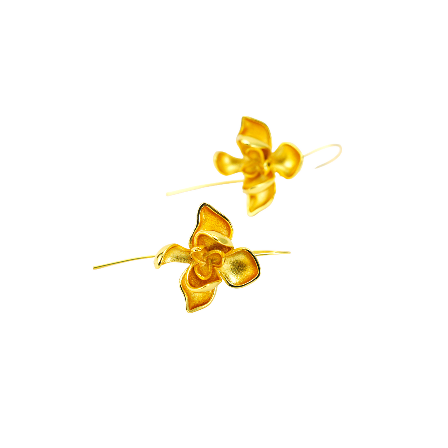 Orchid-shaped earrings, elegant petal 3D design, light luxury style accessories