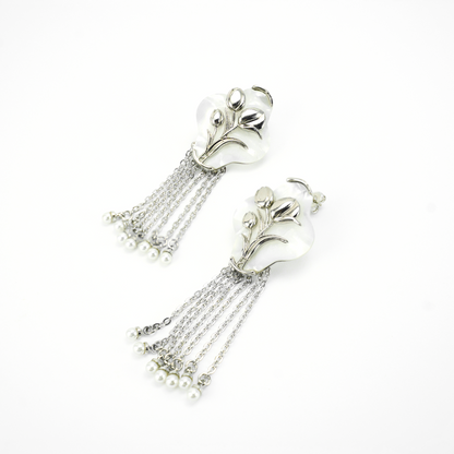 Floral Tassel Earrings Elegant Vintage Dangling Jewelry for Women