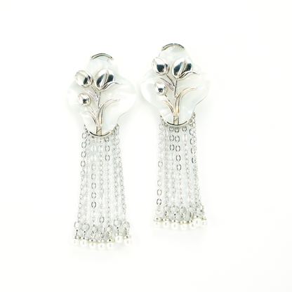 Floral Tassel Earrings Elegant Vintage Dangling Jewelry for Women