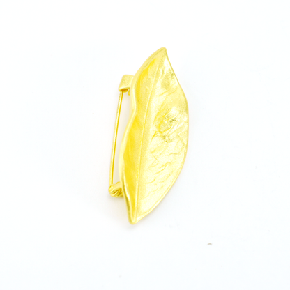 Blattgoldbrosche, Retro- und Naturstil, elegante und vielseitige Brosche in Pflanzenform
