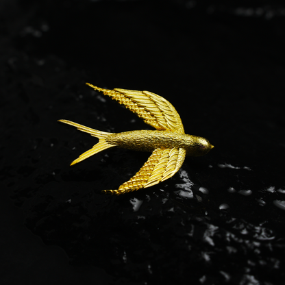 Vintage Gold Schwalben Brosche Elegante Messing Legierung Vogel Pin Retro Statement Schmuck