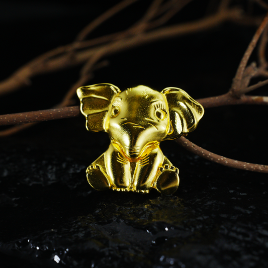 Gold elephant brooch, cute lucky guardian animal pin