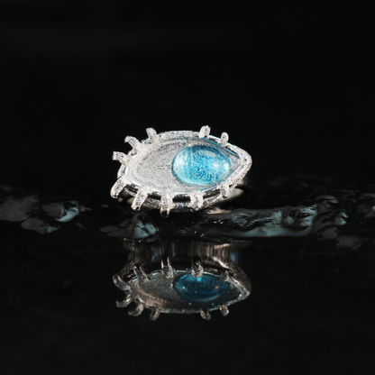 Blue Eye Talisman Ring Gothic Protection Statement Jewelry