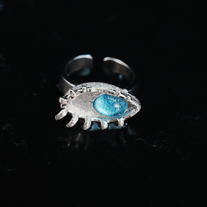 Blue Eye Talisman Ring Gothic Protection Statement Jewelry