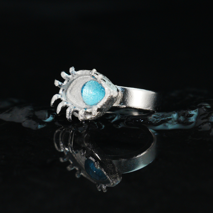 Blue Eye Talisman Ring Gothic Protection Statement Jewelry