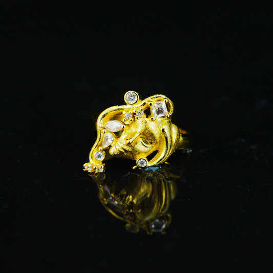 Moon Goddess Gold Ring Vintage Crystal Starry Night Adjustable Ring