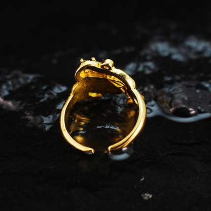 Moon Goddess Gold Ring Vintage Crystal Starry Night Adjustable Ring