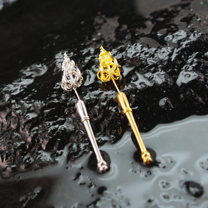 Zen-Stab-Ohrringe mit verbundenen Ringen, Quaste, moderner und achtsamer Schmuck