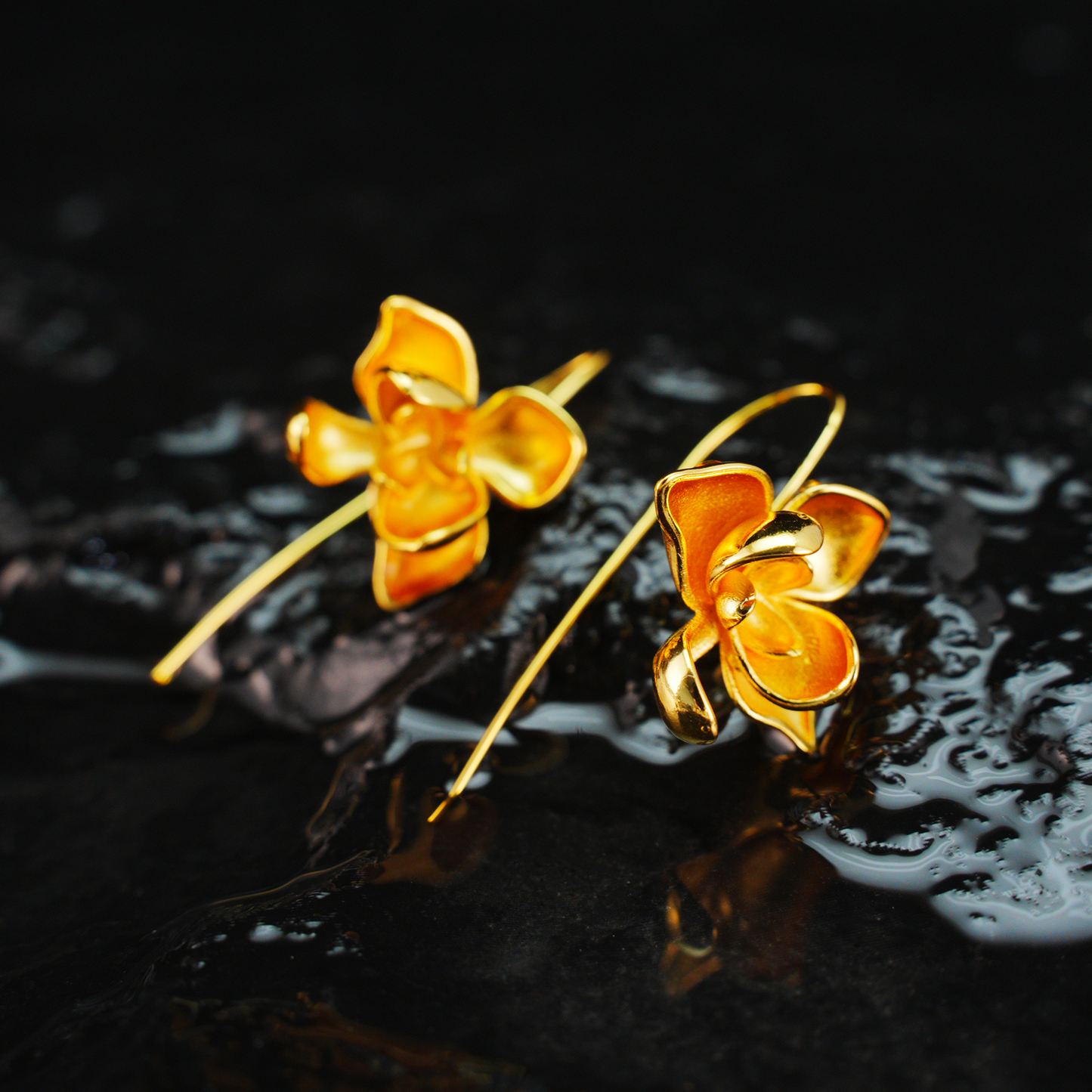 Orchid-shaped earrings, elegant petal 3D design, light luxury style accessories
