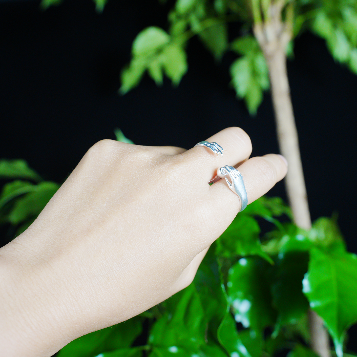 Künstlerischer Handdesign-Apfelring, verstellbar, Kupferlegierung, Paar-Geschenkschmuck