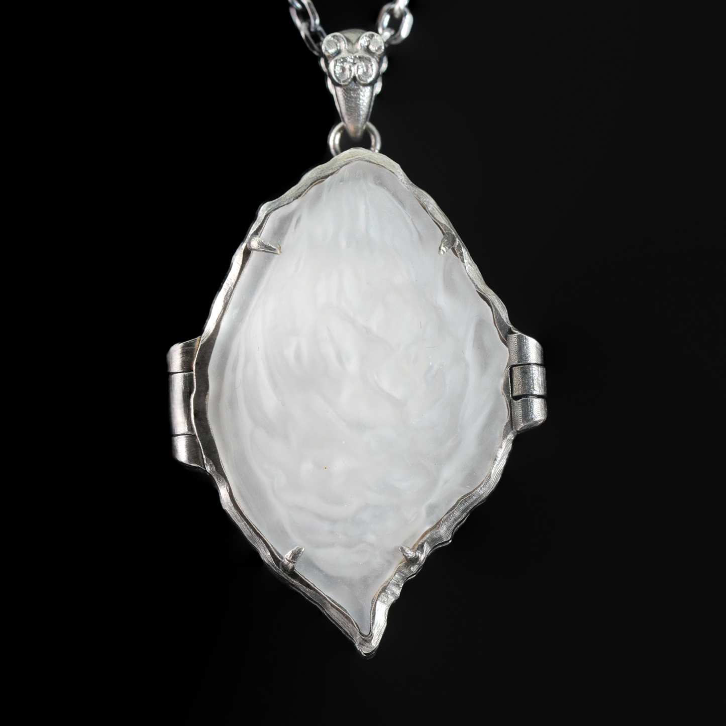 Crystal Peach Pendant | 925 Silver Monkey Spirit Amulet with Clear Quartz | Handmade Fantasy Jewelry