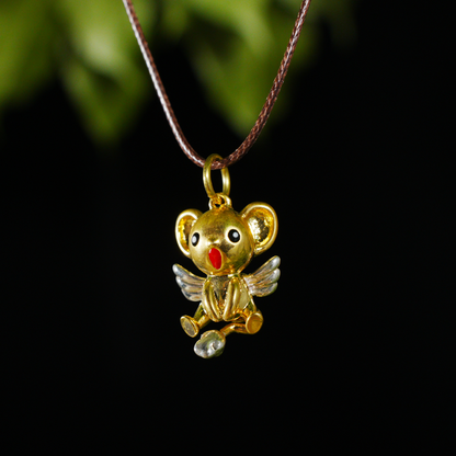Kawaii Flying Squirrel Pendant, Fantasy Winged Animal Charm, Cute Magic Creature Jewelry