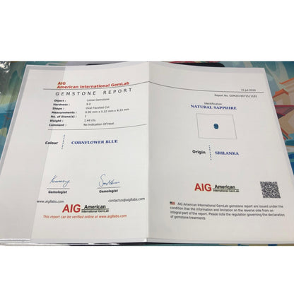 Natürlicher Kornblumenblauer Saphir - 1.44ct - Ovalschliff - Unbehandelt aus Sri Lanka - Seltene Farbe mit Leuchtkraft
