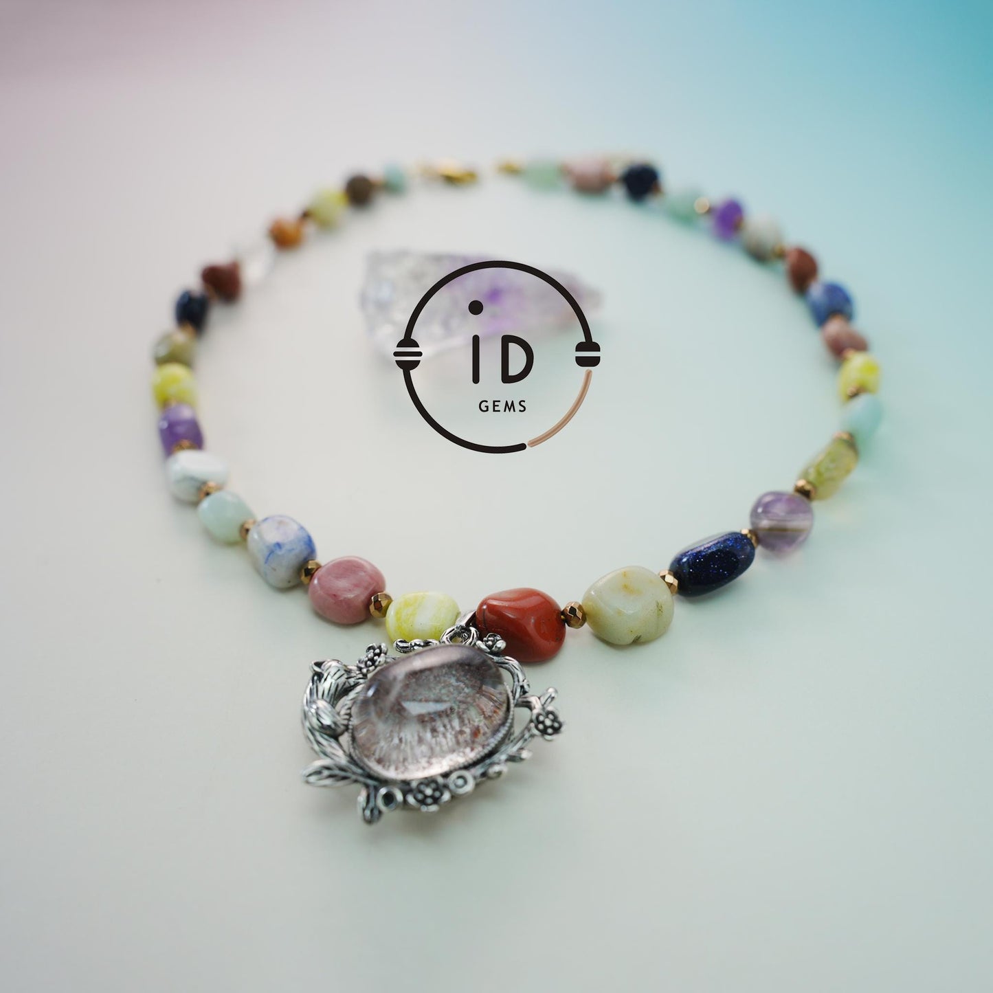 Vintage Silber Blumenanhänger Achat Halskette | Große unregelmäßige handgefertigte Perlen | Boho Stil Armband | Einzigartiges Kunstgeschenk