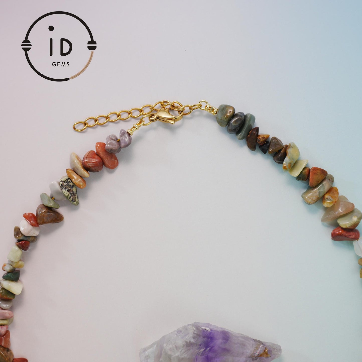 Bunt gemischte Edelstein-Unregelmäßige handgefertigte Perlenkette · Regenbogen Halskette · Natürliches spirituelles Schmuckstück ·Geschenk