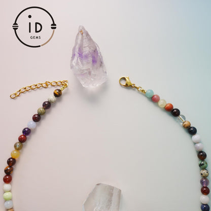 Bunte gemischte Edelstein-Unregelmäßige handgefertigte Perlenkette | Regenbogenfarbene Achatkette | Ein besonderes Geschenk für sie