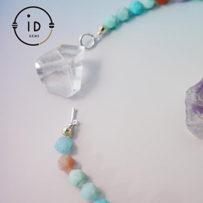 Bunte handgefertigte Edelstein-Perlenkette im Meeres-Strand-Stil |Sommerlicher Meereslook|Boho-Sommergeschenk|Naturinspirierter Schmuck