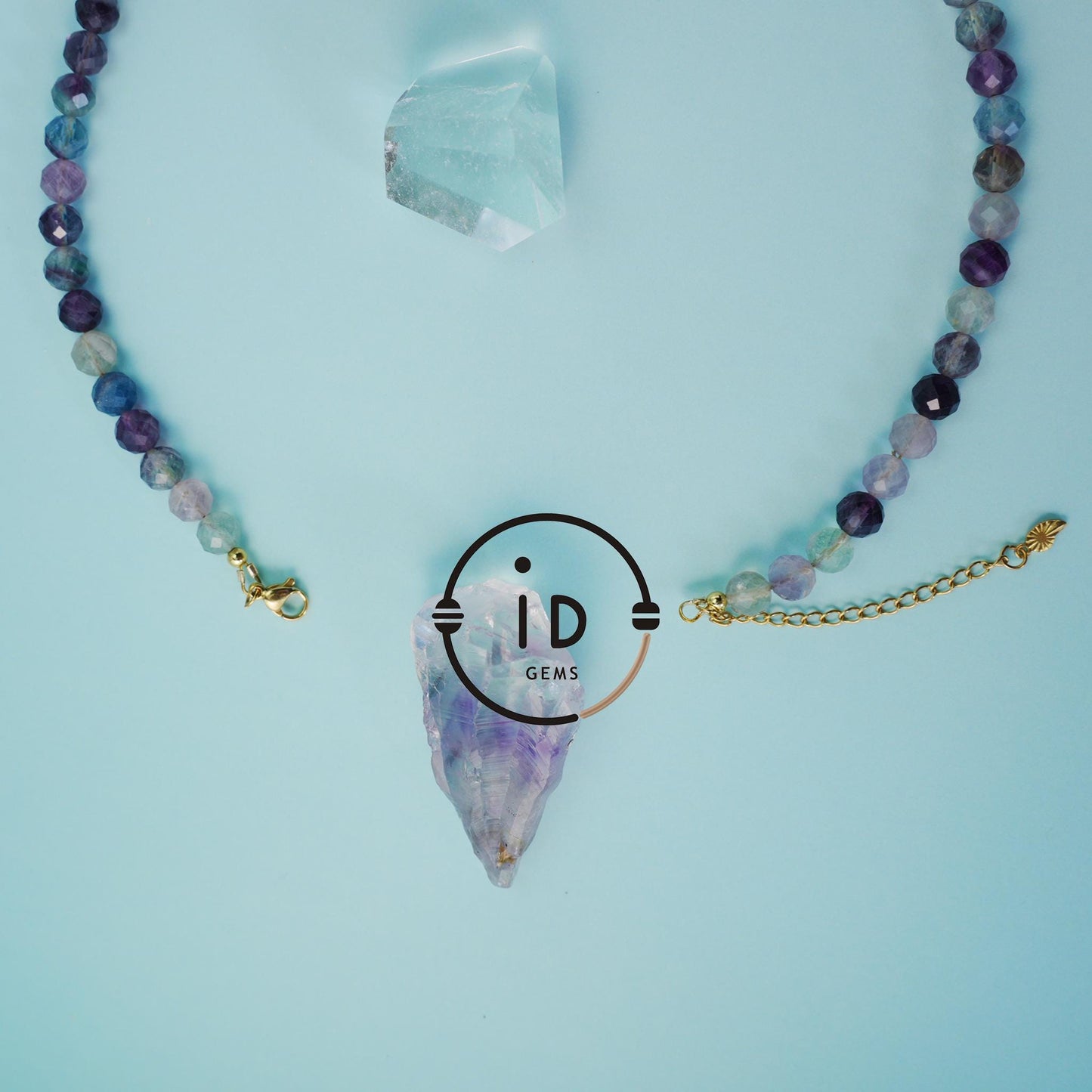 Spirit Quartz Necklace with Hematite Beads & Fluorite Pendant｜Natural Healing Crystal Jewelry｜Handmade Gift for Her｜Spiritual Balance