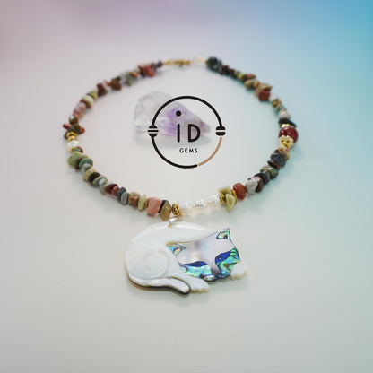 Bunt gemischte Edelstein-Unregelmäßige handgefertigte Perlenkette · Regenbogen Halskette · Natürliches spirituelles Schmuckstück ·Geschenk