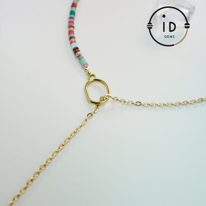 Colorful Mixed Gemstone Y-Necklace｜Handmade Beaded Rainbow Jewelry｜Fashion Lariat Pendant Necklace｜Unique Gift for Women