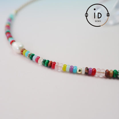 Colorful Mixed Gemstone Y-Necklace｜Handmade Beaded Rainbow Jewelry｜Fashion Lariat Pendant Necklace｜Unique Gift for Women