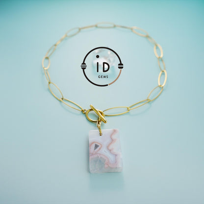 Raw Agate Pendant Necklace｜Irregular Natural Stone｜Vintage Chain Style｜Handmade Spiritual Healing Jewelry｜Energy & Protection Gift