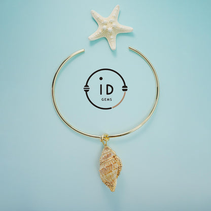 Choker Necklace with Natural Shell Pendant｜Vintage Wire Design｜Boho Summer Jewelry｜Handmade Ocean-Inspired Gift