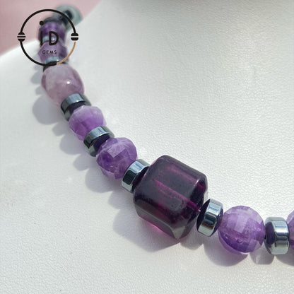 Dicke Amethyst-Halskette mit handgefertigtem Design im spirituellen Boho-Stil｜Geschenk für Meditationsräume