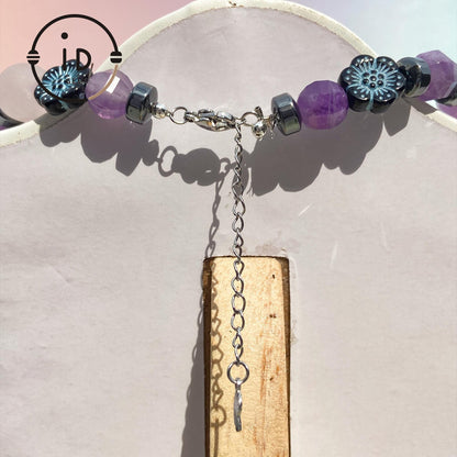 Dicke Amethyst-Halskette mit handgefertigtem Design im spirituellen Boho-Stil｜Geschenk für Meditationsräume