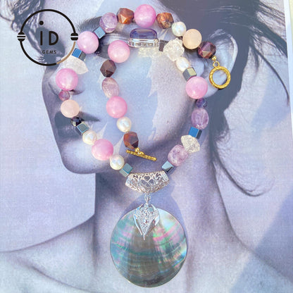 Rohtextur, unregelmäßige bunte große Perlen | Boho minimalistischer Stil | Freier, künstlerischer Schmuck | Handgefertigte Designkette