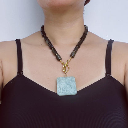 Gold Obsidian Fox Necklace｜Hand-Carved Jade Pendant｜Spiritual Healing Amulet｜Protective Talisman Jewelry Gift for Women