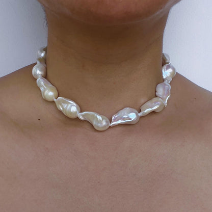 Large Baroque Pearl Necklace｜Handmade Irregular Pearl Jewelry｜Natural Ocean Style｜Unique Gift for Women