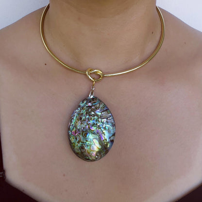 Natürliche Abalone-Muschelkette | Heilende Meeresenergie | Handgefertigtes vergoldetes Halsband | Boho-Sommerstil | Spirituelles Schmuckgeschenk