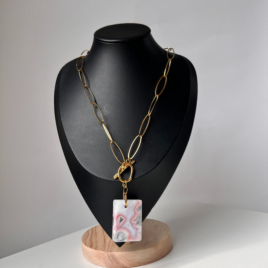 Raw Agate Pendant Necklace｜Irregular Natural Stone｜Vintage Chain Style｜Handmade Spiritual Healing Jewelry｜Energy & Protection Gift