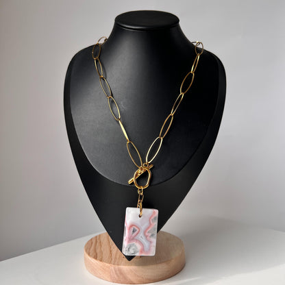 Raw Agate Pendant Necklace｜Irregular Natural Stone｜Vintage Chain Style｜Handmade Spiritual Healing Jewelry｜Energy & Protection Gift