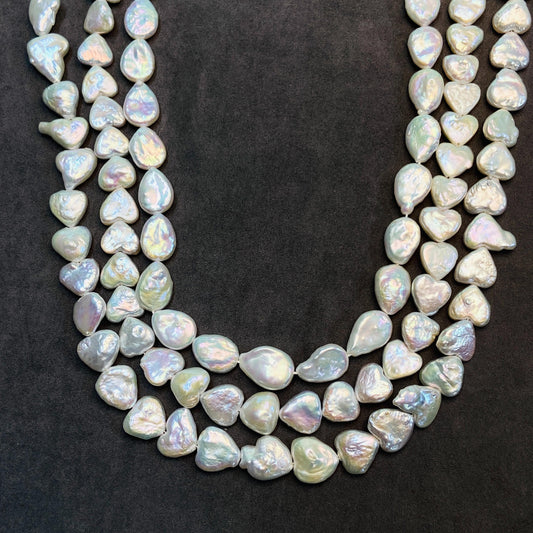 Natural Freshwater Heart Pearls｜31 pcs · 38.2 cm｜Weight Options 29.8 g / 34.7 g｜DIY Bracelet & Necklace Jewelry Making Beads｜Romantic Pearl Accessories