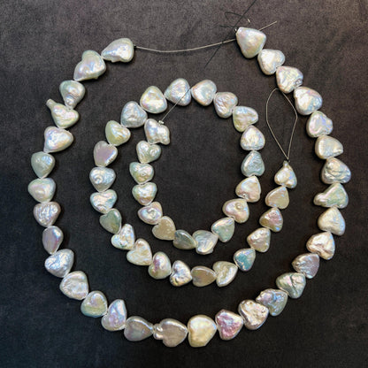 Natural Freshwater Heart Pearls｜31 pcs · 38.2 cm｜Weight Options 29.8 g / 34.7 g｜DIY Bracelet & Necklace Jewelry Making Beads｜Romantic Pearl Accessories