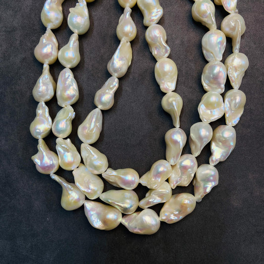 Natural Irregular Freshwater Baroque Pearls Loose Beads｜39.5 cm · 84 g｜26×15.2×14 mm｜DIY Bracelet & Necklace Jewelry Making Supplies
